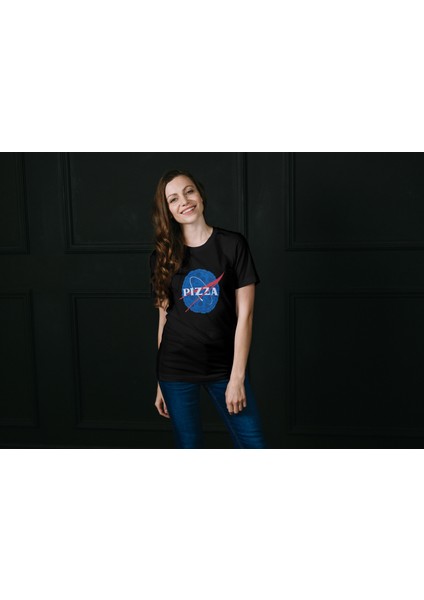 Nasa Pizza T-Shirt Siyah Unisex