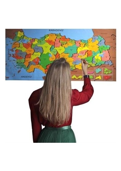 Buffer® Renkli Türkiye Haritası Manyetik Yapıştırıcı Gerektirmeyen Duvar Stickerı 118 cm * 56 cm fiyatları