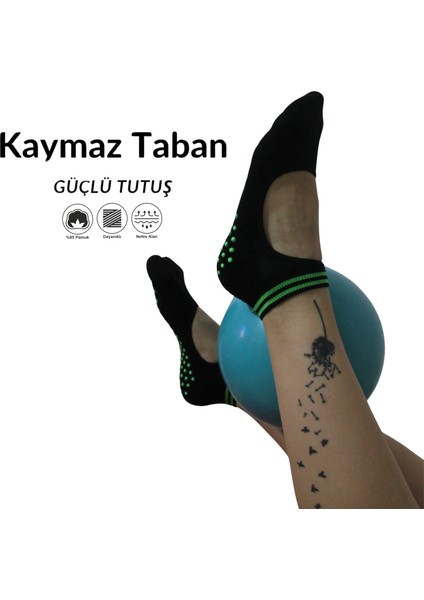 3 Çift Pamuklu Renkli Kaymaz Taban Silikon Baskılı Yoga Fitness Pilates Ve Aktivite Kadın Çorabı fırsatları