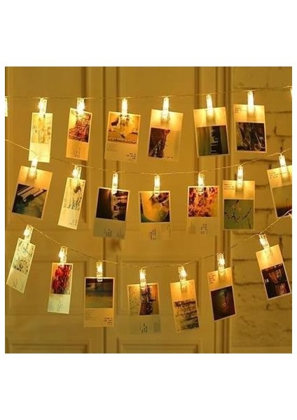 Buffer® 3 Metre 20LI LED Işıklı Dekoratif Fotoğraf Askılığı Mandalları modelleri