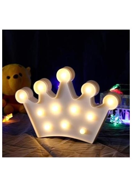 Buffer® 3D Dekoratif Pilli Kraliçe Tacı Model LED Masa ve Gece Lambası