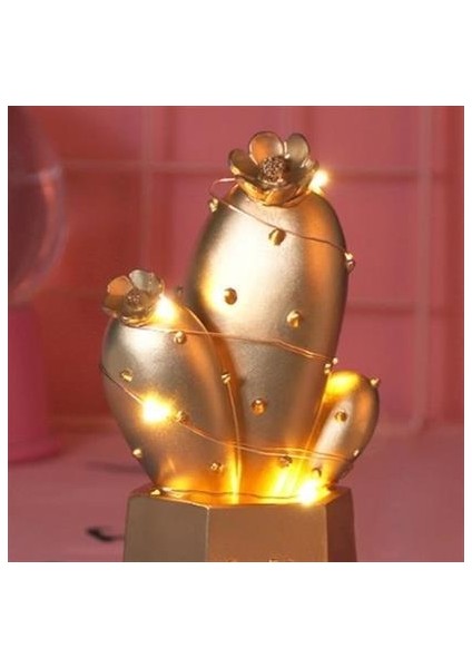 Buffer® LED Işıklı Sevimli Kaktüs Dekoratif Masa Lambası Mini Biblo Gece Lambası Gold fiyatları