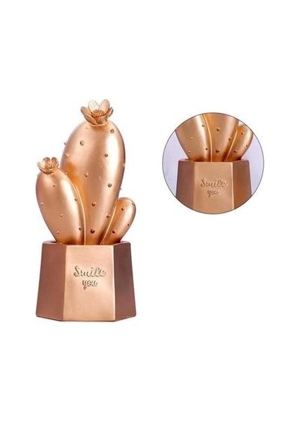 Buffer® LED Işıklı Sevimli Kaktüs Dekoratif Masa Lambası Mini Biblo Gece Lambası Gold fırsatları