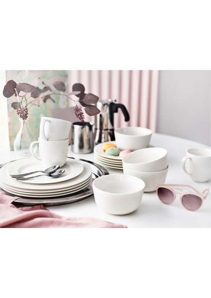 Ofantlıgt 18 Parça Beyaz Renk Modern Klasik Set Feldispat Porselen Akdenizshop