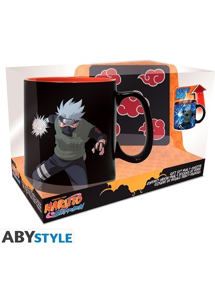 Naruto Shıppuden Gift Set Mug Heat Change + Coaster Akatsuki