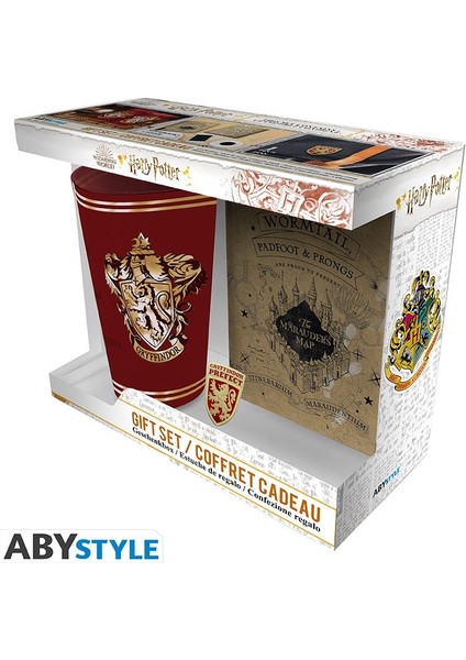 Harry Potter Gift Set Marauder's Map Xxl Glass + Pin + Notebook