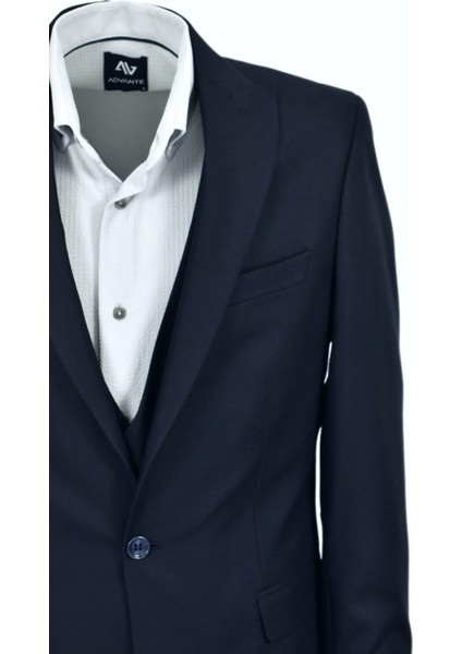 Erkek Lacivert Armürlü Silim Fit Takım Elbise BGL-ST03494 fiyatları