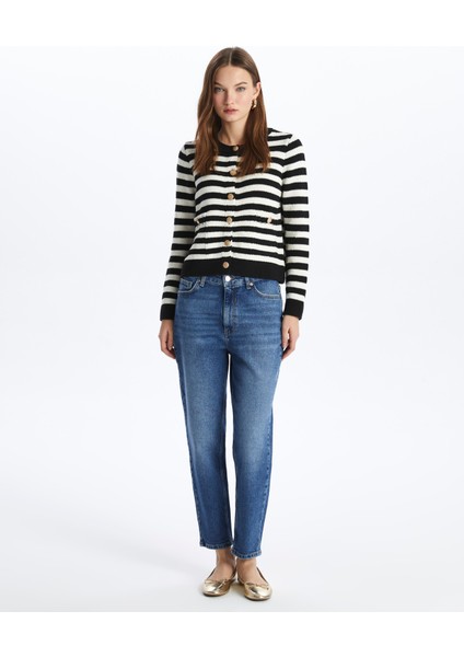 Paris - Mom Jeans Denim Pantolon - Mid-Dark Renk