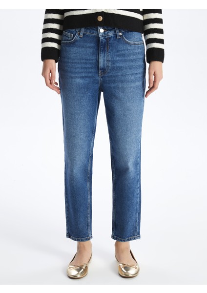 Paris - Mom Jeans Denim Pantolon - Mid-Dark Renk