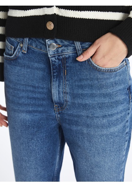 Paris - Mom Jeans Denim Pantolon - Mid-Dark Renk