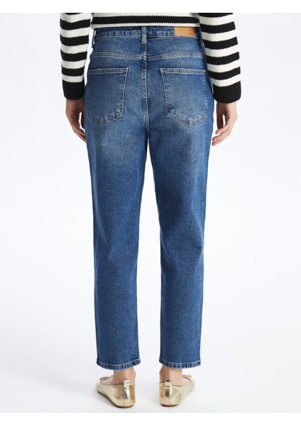 Paris - Mom Jeans Denim Pantolon - Mid-Dark Renk