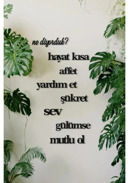 Ne Diyorduk, Hayat Kısa Affet Yardım Et Şükret Ahşap Duvar Dekoru 80 x 50CM
