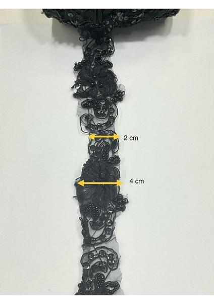 Pullu Boncuklu Ara Şerit / Siyah / 1 Metre fiyatları