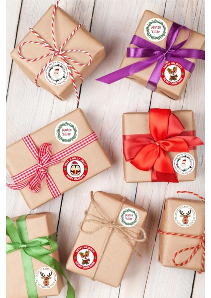 Yılbaşı Temalı Sticker Seti -Mutlu Yıllar Sticker 3,5 cm 30 Adet/ Christmas/hediye Paketi Etiketi fiyatları
