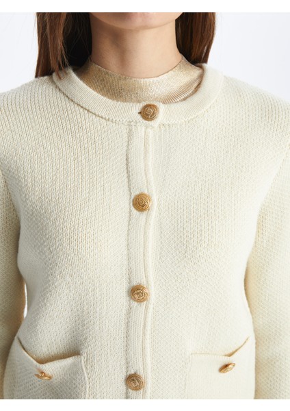 Amalfi - Düğmeli Triko Hırka - Ekru Renk fırsatları