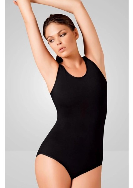 2084 Kadın Kalın Askılı Likralı Çıtçıtlı Body Tekli