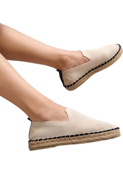 Unisex Bej Triko Espadril