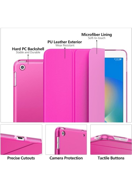 Apple iPad 6. Nesil (2018) 9.7 Yatay Standlı Uyku Modlu Basic Arkası Sert Smart Kılıf A1893 A1954