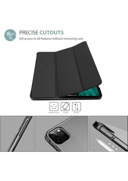 Apple Pro 12.9 6. Nesil (2022) Yatay Standlı Uyku Modlu Basic Arkası Sert Smart Kılıf A2436 A2437 A2764 A2766
