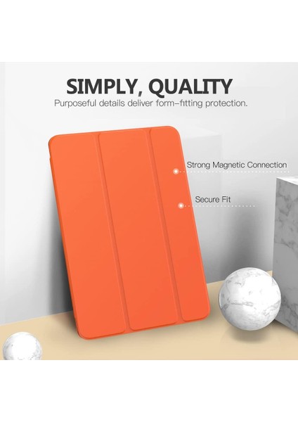 Apple iPad 7. Nesil (2019) 10.2 Yatay Standlı Uyku Modlu Basic Arkası Sert Smart Kılıf ve Ekran Koruyucu A2197 A2200 A2198