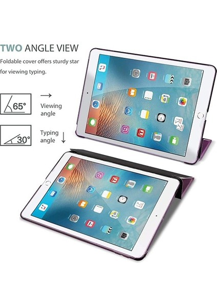 Apple iPad 5. Nesil (2017) 9.7 Yatay Standlı Uyku Modlu Basic Arkası Sert Smart Kılıf A1822 A1823