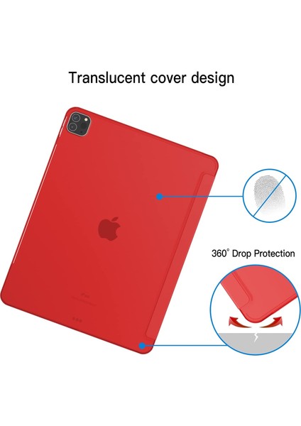 Apple iPad Pro 11 3. Nesil (2021) Yatay Standlı Uyku Modlu Basic Arkası Sert Smart Kılıf ve Ekran Koruyucu A2377 A2459 A2301 A2460 modelleri