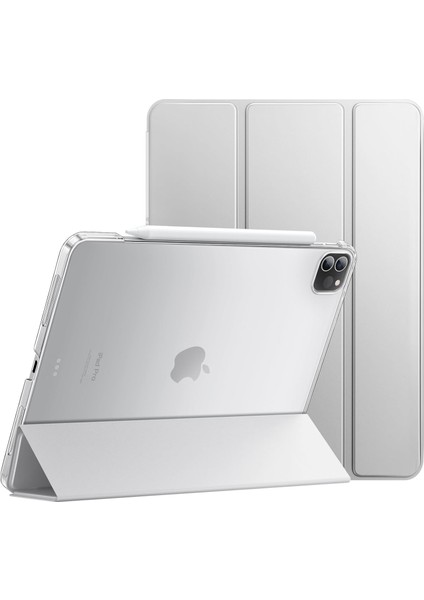 Apple Pro 12.9 4. Nesil (2020) Yatay Standlı Uyku Modlu Basic Arkası Sert Smart Kılıf ve Ekran Koruyucu A2229 A2069 A2232 A2233