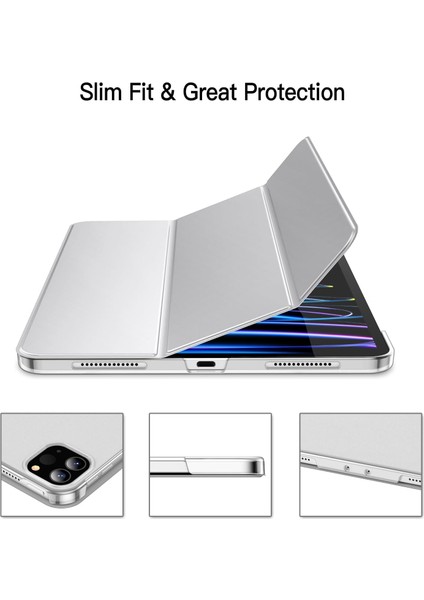 Apple Pro 12.9 4. Nesil (2020) Yatay Standlı Uyku Modlu Basic Arkası Sert Smart Kılıf ve Ekran Koruyucu A2229 A2069 A2232 A2233 fiyatları