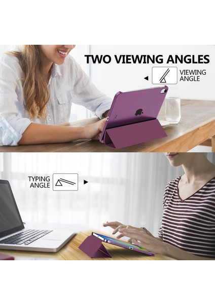 Apple Air 5. Nesil (2022) 10.9 Yatay Standlı Uyku Modlu Basic Arkası Sert Smart Kılıf A2588 A2589 A2591