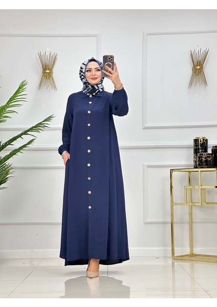 Ayrobin Kumaş Yazlık Büyük Beden Günlük Tesettür Ferace ST2156