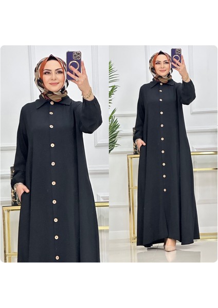 Ayrobin Kumaş Yazlık Büyük Beden Günlük Tesettür Ferace ST2156