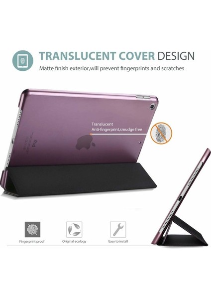 Apple iPad 7. Nesil (2019) 10.2 Yatay Standlı Uyku Modlu Basic Arkası Sert Smart Kılıf A2197 A2200 A2198