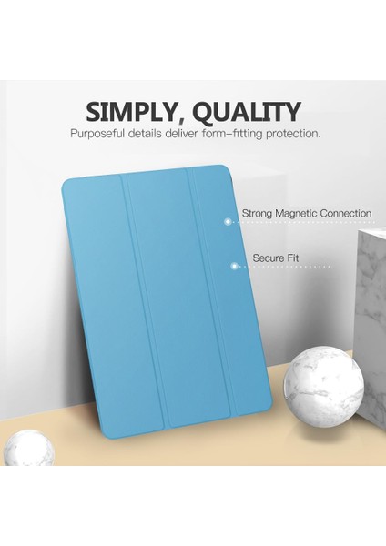 Apple iPad 9. Nesil (2021) 10.2 Yatay Standlı Uyku Modlu Basic Arkası Sert Smart Kılıf A2602 A2604 A2603 A2605