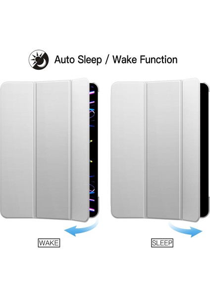 Apple iPad Pro 11 2. Nesil (2020) Yatay Standlı Uyku Modlu Basic Arkası Sert Smart Kılıf A2228 A2068 A2230 modelleri