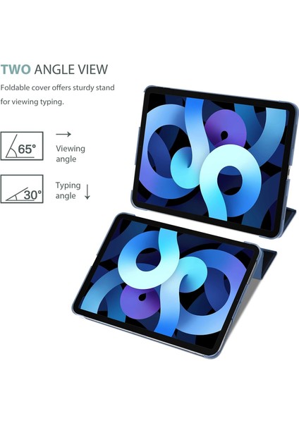 Apple Air 4. Nesil (2020) 10.9 Yatay Standlı Uyku Modlu Basic Arkası Sert Smart Kılıf ve Ekran Koruyucu A2316 A2324 A2325 A2072