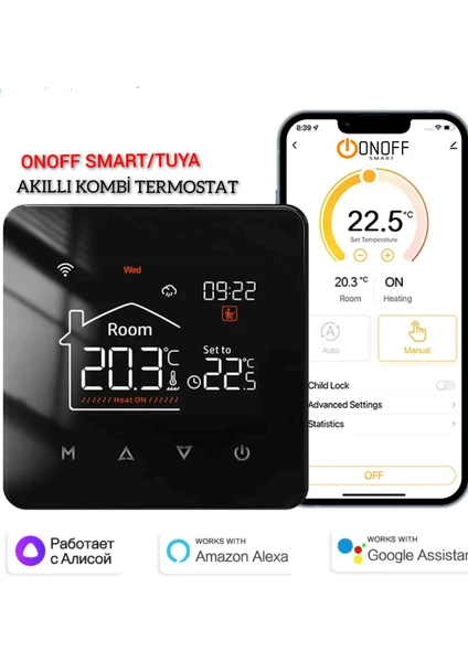 Tuya Destekli Akıllı Wifi 3 Amper Kombi Termostat Anahtar