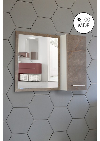 Aynalı Banyo Dolabı 80 cm Üst Modül Mdf Gordion