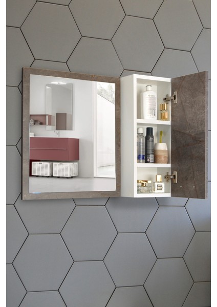 Aynalı Banyo Dolabı 80 cm Üst Modül Mdf Gordion