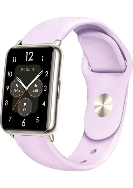Huawei Watch Fit 2 Uyumlu Jel Silikon Kordon Pim Çevirici Aparatı ile Birlikte Lila