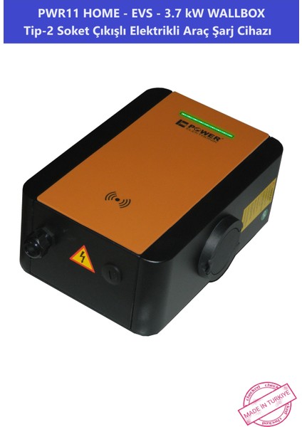 ELEKTRONİK SHOP | PWR11 HOME-EVS-3,7 kW WALLBOX - TİP2 SOKET ÇIKIŞLI ELEKTRİKLİ ARAÇ ŞARJ CİHAZI
