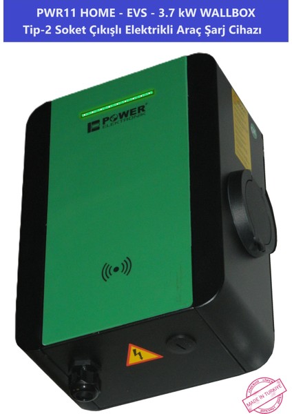 ELEKTRONİK SHOP | PWR11 HOME-EVS-3,7 kW WALLBOX - TİP2 SOKET ÇIKIŞLI ELEKTRİKLİ ARAÇ ŞARJ CİHAZI