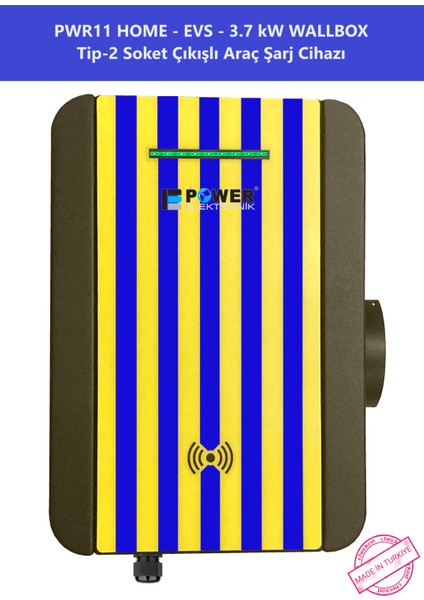 ELEKTRONİK SHOP | PWR11 HOME-EVS-3,7 kW WALLBOX - TİP2 SOKET ÇIKIŞLI ELEKTRİKLİ ARAÇ ŞARJ CİHAZI