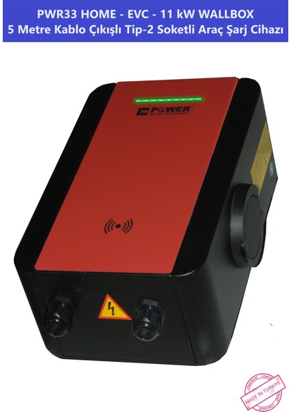 ELEKTRONİK SHOP | PWR33 HOME-EVC-11 kW WALLBOX - 5 MT KABLO ÇIKIŞLI ELEKTRİKLİ ARAÇ ŞARJ CİHAZI fiyatları