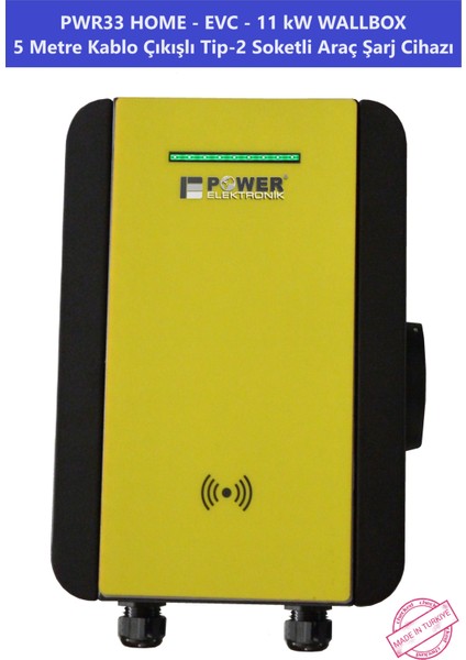ELEKTRONİK SHOP | PWR33 HOME-EVC-11 kW WALLBOX - 5 MT KABLO ÇIKIŞLI ELEKTRİKLİ ARAÇ ŞARJ CİHAZI