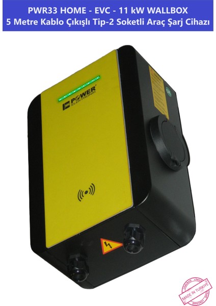 ELEKTRONİK SHOP | PWR33 HOME-EVC-11 kW WALLBOX - 5 MT KABLO ÇIKIŞLI ELEKTRİKLİ ARAÇ ŞARJ CİHAZI