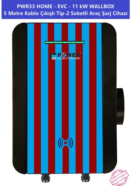 ELEKTRONİK SHOP | PWR33 HOME-EVC-11 kW WALLBOX - 5 MT KABLO ÇIKIŞLI ELEKTRİKLİ ARAÇ ŞARJ CİHAZI