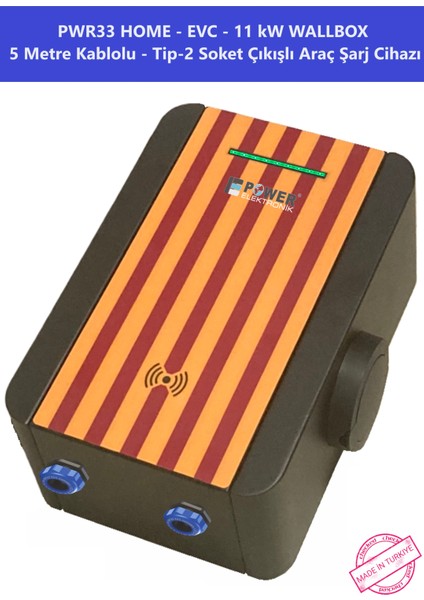 ELEKTRONİK SHOP | PWR33 HOME-EVC-11 kW WALLBOX - 5 MT KABLO ÇIKIŞLI ELEKTRİKLİ ARAÇ ŞARJ CİHAZI