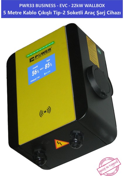 ELEKTRONİK SHOP | PWR33 BUSINESS -EVC-22 kW WALLBOX - 5 MT KABLO ÇIKIŞLI ELEKTRİKLİ ARAÇ ŞARJ CİHAZI fiyatları