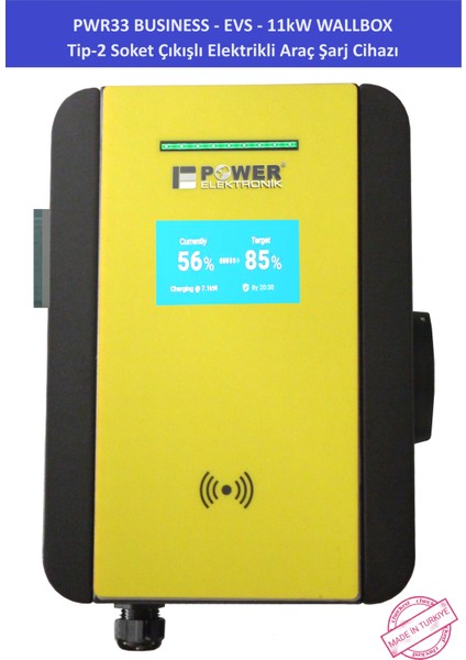 POWER ELEKTRONİK SHOP | PWR11 BUSINESS-EVS-7,4 kW WALLBOX - TİP2 SOKET ÇIKIŞLI ELEKTRİKLİ ARAÇ ŞARJ CİHAZI