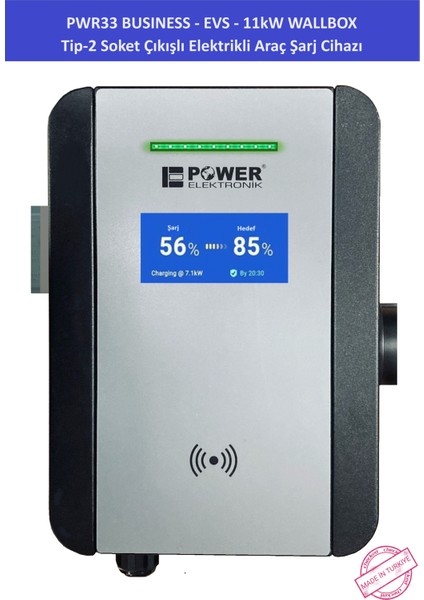 POWER ELEKTRONİK SHOP | PWR11 BUSINESS-EVS-7,4 kW WALLBOX - TİP2 SOKET ÇIKIŞLI ELEKTRİKLİ ARAÇ ŞARJ CİHAZI